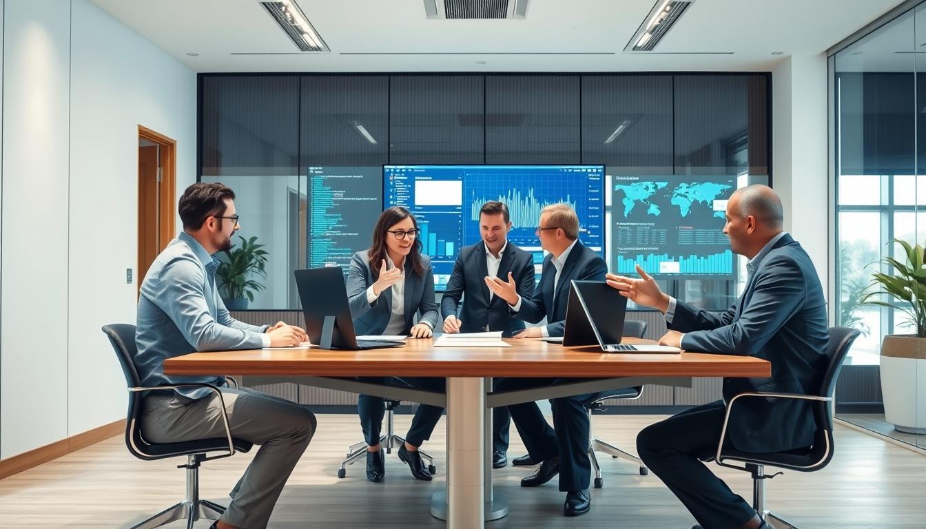 AI software company team and business technology strategy